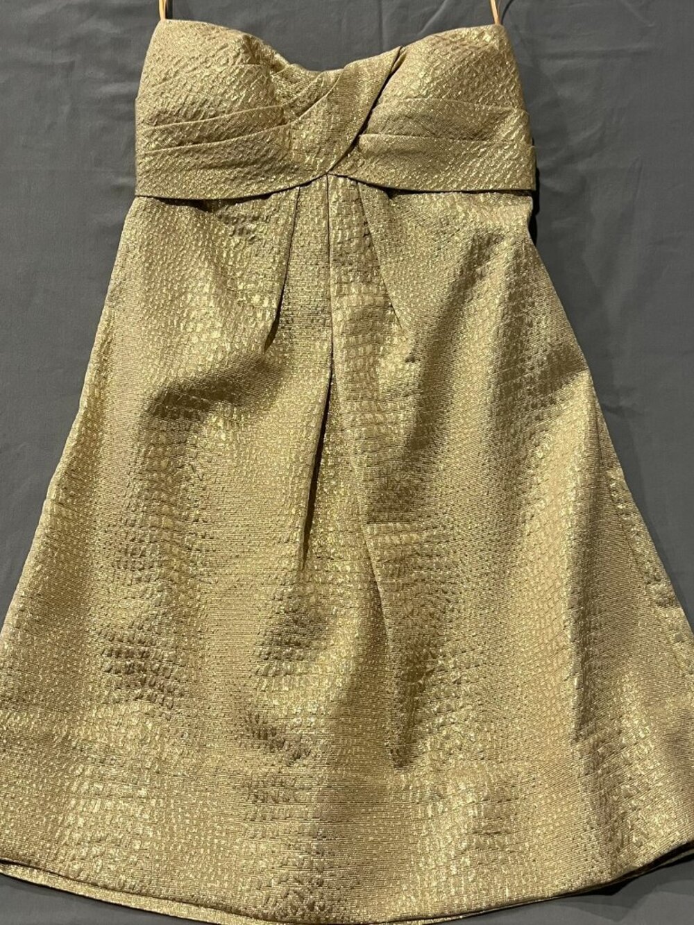 Cache Gold Metallic Strapless Formal Back Zip Mini Dress Size 6